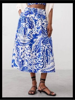 NWT | L | Poplin Drop-Waist Midi Skirt | Banana Republic Factory (Runs Big)